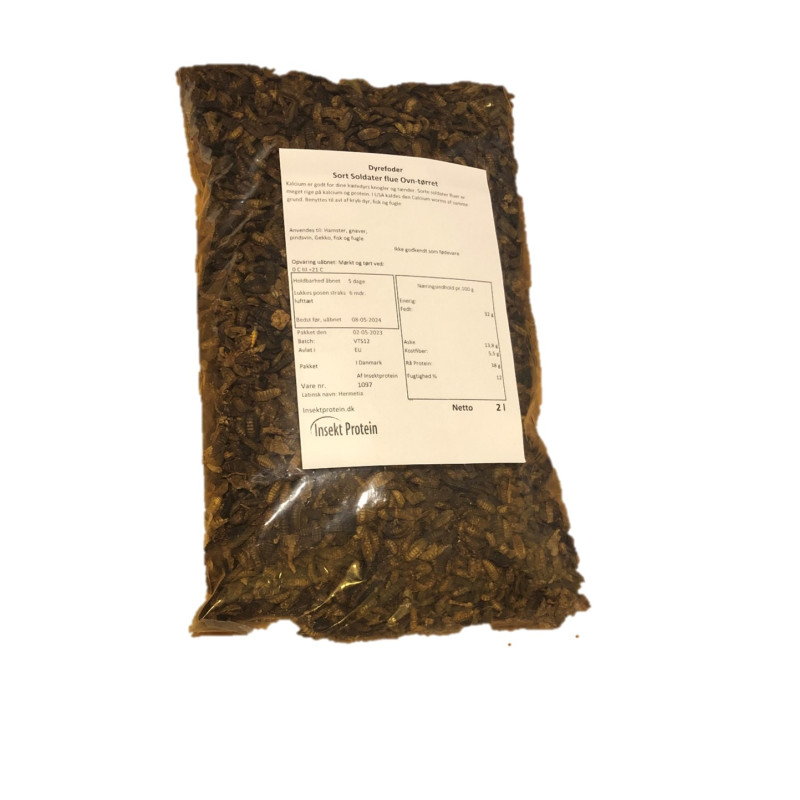 BSF black soldier fly larvae, Ovn dried